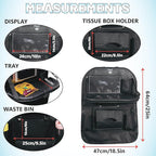 Car Backseat Organizer with Built-in Foldable Tray | Double Layered Leather, Waterproof Car Seat Organizer with Pockets | Easy Installation, Perfect for Family Trips and Daily Use