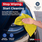 USANOOKS Microfiber Cleaning Cloth Yellow - 12 Pcs 12.5"x12.5" - High Performance - 1200 Washes, Ultra Absorbent Towels Weave Grime & Liquid for Streak-Free Mirror Shine - Car Washing Cloth