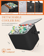HOTOR Trunk Organizer for Car & SUV, Sturdy Car Organizer with Removable Cooler, Large Foldable Trunk Organizer with Cooler, 6 Compartments, Adjustable Straps, Black, 34.8”×15.9“×11.6”