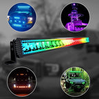 50" RGB LED Light Bar 2Pcs 4" Flood LED Pods with Multi-Color Chasing RGB Halo 16 Solid Colors Over 92 Flashing Modes Offroad Lights Driving Lamp Fog Lights with Switch Wiring Harness