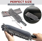 TAKAVU Car Duster Interior - Double-Sided Microfiber with Comfort Handle - Lint & Scratch-Free Cleaning for Cars, Trucks, RVs (Includes Towel & Storage Bag)