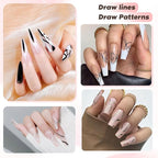 5PCS Nail Art Brushes Set with Pink Leather Case，【Metallic Material】 【Various Size】 【Light Weight】Nail Brush， Nail Brushes for Nail Art，Size：5mm,8mm,12mm,20mm,25mm, Purple