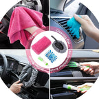 AUTODECO 20Pcs Car Cleaning Wash Kit Interior Detailing Cleaner Kit with High Power Handheld Vacuum, Brush Set, Windshield Tool, Duster, Towels, Complete Car Care Tools, Pink