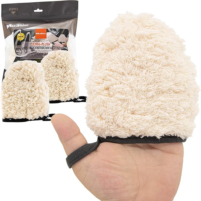 Maxshine Universal 2-Pack Professional Microfiber Wash Mitts – Finger Wheel Mitt & Dusting Mitt Set – Ideal for Small Area Cleaning, Car Washing & Detailing – Premium Auto Detailing Accessories