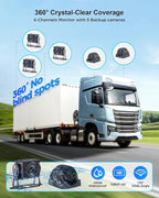 VOONOA RV Camera System with Carplay Android Auto, 5 1080P Wired Backup Camera & 10.1" HD Android 13 Touch Screen Parking Monitoring Navigation DVR BT for Semi Truck Trailer Camper Motorhome