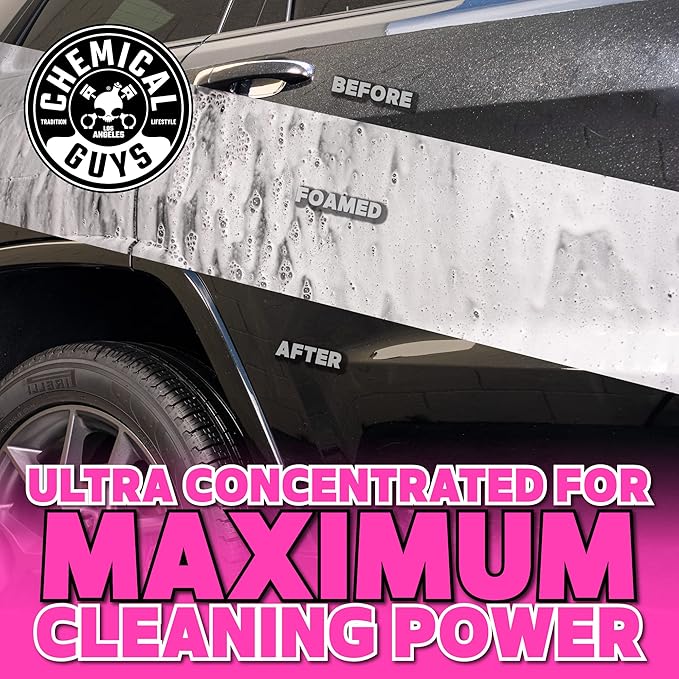 Chemical Guys CWS 402 64BK Car Wash Detailing Bucket, Mitt & Accessories Bundle (6 Items) Featuring Mr. Pink Foaming Soap, 64 fl oz (Half Gallon) - Works on Trucks, SUVs, RVs & More