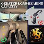 Upgraded Headrest Hooks for Purses and Bags, 2 in 1 Car Back Seat Head Rest Hanger Matching Cars Interior Genuine Leather Vehicle Storage Holder Hook, 1 Pack, Gray
