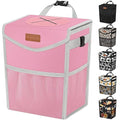 Pritent Car Trash Can with Lid, Cute Leakproof Car Trash Garbage Bag Hanging Vehicle Trash Bin Small Portable Automotive Garbage Cans Organizer for Back/Front Seat/Console(2.8 gal,Pink