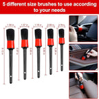 Amiss 18 PCS Car Cleaning Tools Kit, Car Detailing Brush Set with Driller Attachment Set, Car Wash Kit, Car Cleaning Brushes for Cleaning Interior, Exterior, Wheels, Etc. (Red)