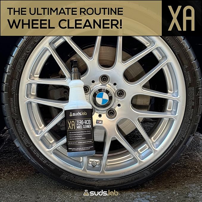 Suds Lab XA Zero-Acid Wheel Cleaner - Cleans Brake Dust and Grime for Car Rims and Tires - Safe on Chrome, Alloy and Aluminum Rims - 64 oz