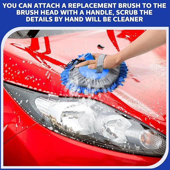 Layhit 5 Pcs Car Wash Mitt Set, Brush Not Included, Microfiber Mitt Cleaning Car Truck Washing Tools Kit RV Pickup Chenille Scratch Replacement (Royal Blue)