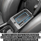 RUNROAD Center Console Organizer Tray Compatible with Jeep Compass 2022-2025 Accessories, Coin Holder Armrest Tray Secondary Storage Box Insert Console Organizer Card Container, Blue (NOT For Ltd)