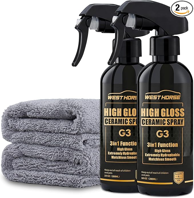 Ceramic Coating Selant Spary for Cars - 20 oz High Gloss & Shine Ceramic Spray Coating with Towels for Extremely Hydrophobic and Unmatched Slickness (2Pack)