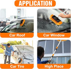 LAANPOLE 12FT Car Wash Brush with Long Handle, Car Cleaning Brush with 12 Inch Soft Bristle and Soap Dispenser, Solar Panels Cleaner with Telescoping Pole for RV, Truck, Boat, House Siding, Orange