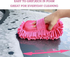 Microfiber Car Wash Sponge-Non-Scratch Wash Mitt-Two Sided Chenille Microfiber Washing Sponge-Mitt for Cars, Trucks, SUVs, Boats(2 Pack Pink)