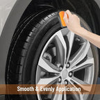 2pcs Large Car Tire Shine Applicator,Vegan Tire Shine Brush - Automotive Tire Dressing Applicator Brush with Storage Stand for Tire Detailing & Car Wash Kit, 3.6 Inch Length (Black & Orange)