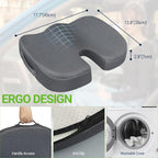 Season Guard Gel Seat Cushion – Office Chair Cushion – Non-Slip Gel Memory Foam Coccyx Cushion for Tailbone Pain - Desk Chair Car Seat Cushion Driving - Sciatica Back Pain Relief, Mesh, Grey