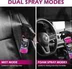 Car Interior Cleaner –Polishing Cleaner-Multi-Surface Auto Detailing for Leather, Glass, Dashboards & More – Dual-Mode Foam & Mist Spray (17oz) with Cleaning Towel