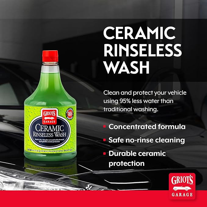 Griot's Garage Rinseless Wash and Wax for Car Cleaning and Detailing, No-Rinse, Waterless Formula For RVs, Boats, Trucks, Motorcycles, 10818, 35 oz