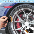 2 PCS Car Tire Shine Applicator Brush, Auto Tire Detail Brushs, Portable Car Tire Brush with Seal Cover Design, High Density Soft Shine Applicator Brushs, for Auto Detailing Cleaning (Brown)