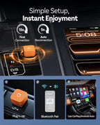 OTTOCAST Mini Cube 3.0 Wireless CarPlay & Android Auto Adapter 2026– Plug & Play, Fast Auto-Reconnect (Orange)