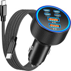 [Apple MFi Certified] iPhone 17 Car Charger, Rombica 6-Port 120W USB-C&USB-A Power Cigarette Lighter PD/QC Multiport Fast Car Charger + Type-C Braided Cord for iPhone 17 Pro/16/15/Galaxy S26/S25/Pixel