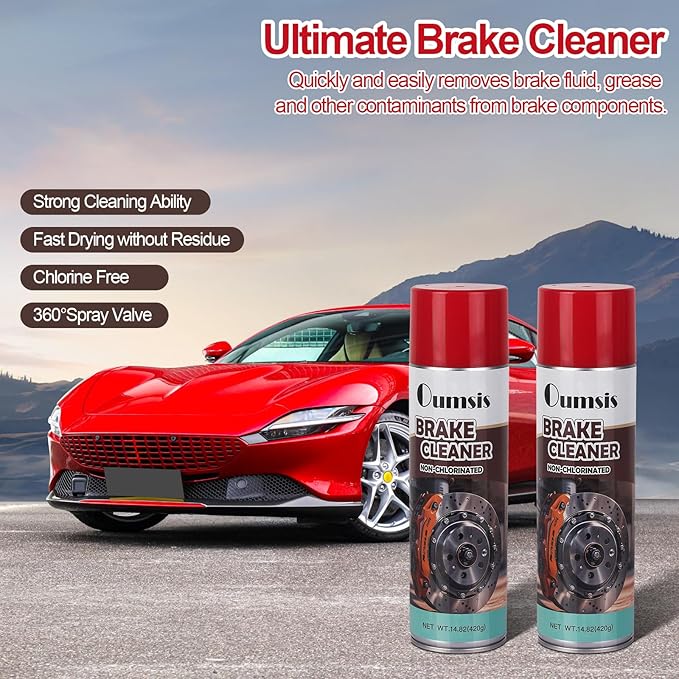Brake Cleaner, Non-chlorinated Brake Cleaner Spray Can, Oil-Dust-Rust Remover for Disc, Caliper, Spring, Clutch, Rotor, Pad, 14.82 oz 2Can