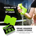 Jumbo Cross-Cut Grid Sponge 3-Pack | All-Purpose, Durable, Extra Absorbent Sponge for Cleaning | Large, Easy-Grip Car Cleaning Sponge | Soft, Scratch-Free Multi-Use Sponge