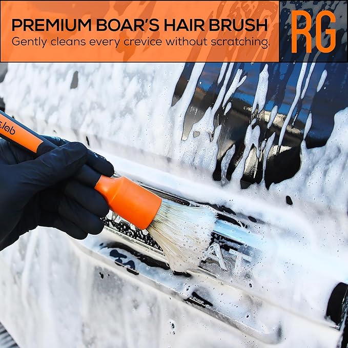 Suds Lab Detailing Brush with Rubberized Bristles, Car Detailing Wheel Brush Rim Cleaner 2 Pack