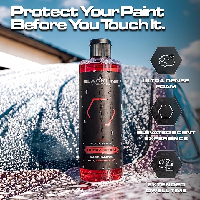 Blackline Automotive Extreme Foaming Car Shampoo - Extreme Ultra Foam Perfect for Ceramic Coatings - Compatible with Foam Cannon for Pressure Washer (16 Fl Oz, Cotton Candy)