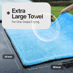 Crystal Clean 1300GSM Microfiber Towels for Cars – XL Drying Towel with Double Twisted Loop, Professional Detailing Towel Car Detailers - Quick Dry, Paint Safe & Swirl-Free (Grey+Blue)