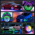 Nilight 4PCS 17.5inch Double Row Wheel Ring Lights Dream Color with APP and Remote Control Neon Lights w/Turn Signal and Braking Function Dual Row for Car Van SUV Truck