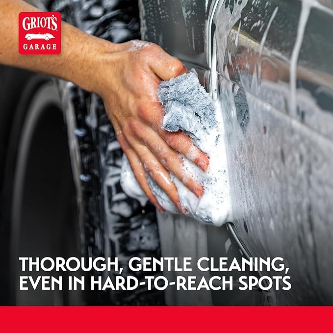 Griot's Garage Microfiber Plush Edgeless Wash Cloths for Car Cleaning, Scratch-Free, Machine-Washable, 12" x 12", Set of 2, 10295