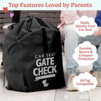 J.L. Childress Gate Check Travel Bag for Car Seats - Car Seat Travel Bag for Airplane, Fits All Baby & Infant Carriers, Airport Accessories for Gate Check, Flying Essentials, AirTag Compatible - Black