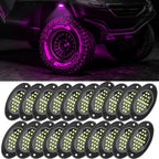 20 Pods Rock Lights Pure LED Lights for Car SUV Ambient Underglow Lights Waterproof Neon Trail Rig Lamp Lighting for Truck