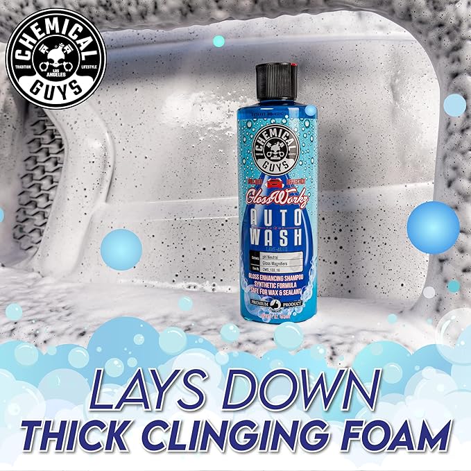 Chemical Guys CWS_133_16 Glossworkz Gloss Booster Car Wash Soap (Works with Foam Cannons, Foam Guns or Bucket Washes) Safe for Cars, Trucks, Motorcycles, RVs & More, 16 fl oz, Watermelon Scent
