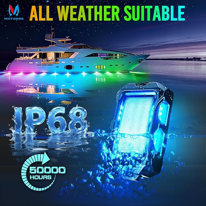 MICTUNING Q2+ MAX RGB+IC Rock Lights - 16 Pods Multi-Color DIY Effect Underglow Neon Kit, Individual Group Control, APP Music Sync, IP68 Waterproof