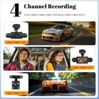 360 Degree View 4 Channel Dash Cam for Cars,Dash Cam Car Camera Front and Rear Inside Left Right for Cars,3 inch Dashcams with Night Vision,Loop Recording,G-Sensor,24H Parking Mode Monitor