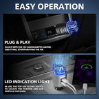 Car Air Purifier Ionizer, 12V Plug-in Car Air Freshener Gadgets with Dual USB Charger Removes Cigarette Smoke, Pet and Food Odor, Ionic Ozone (Silver)
