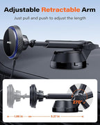 APPS2Car for 15W Car Mount Charger, for iPhone 16 Wireless Car Charger Magnetic Car Phone Holder Mount, Dashboard Windshield Vent for iPhone 16/15/14/13/12 Series, Compatible with MagSafe and Case