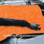 2 Pack Microfiber Car Drying Towels 1200 GSM , 36x24 Inch Extra Large Double Twisted Pile, Edgeless Car Wash Towels, Ultra Absorbent,No Streak, Scratch or Water Spot Towel for Cars&Trucks(Orange/Gray)