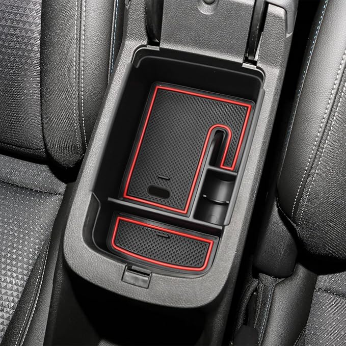 EDBETOS Center Console Organizer Tray Compatible with 2024 2025 2026 Chevy Trax Accessories LS 1RS LT 2RS ACTIV Interior Secondary Armrest Storage Box Insert Tray, Red