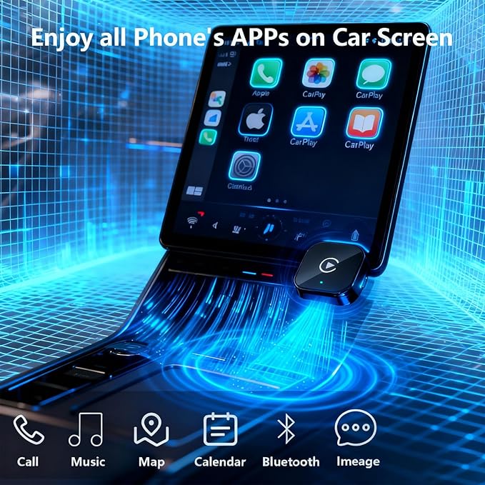 2026 Upgraded Wireless CarPlay Adapter - Fast Auto-Connect, Stable Connection, Mini Size Plug & Play Adapter for iPhone & Android Auto Compatible Cars
