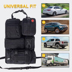Universal Tactical Seat Back Organizer Vehicle Molle Panel Organizer Storage Bag with 5 Detachable Molle Pouch for All Vehicel Such as Jeep,Truck,SUV, Car, Ford,Chevy etc