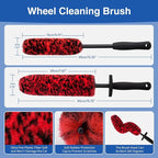 4 Pack Car Wheel and Tire Cleaner Brushes Kit Auto Motorcycle Rim Hub Ultra Soft Microfiber No Spatter Bendable Woolies Bristle Cleaning Set