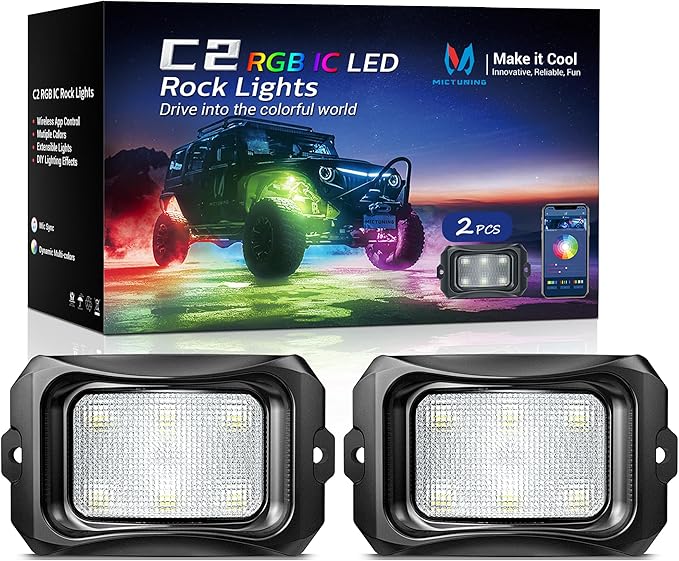MICTUNING C2 Max RGB+IC Chasing Color Rock Lights - 2 pcs (Not inlcude Controller)