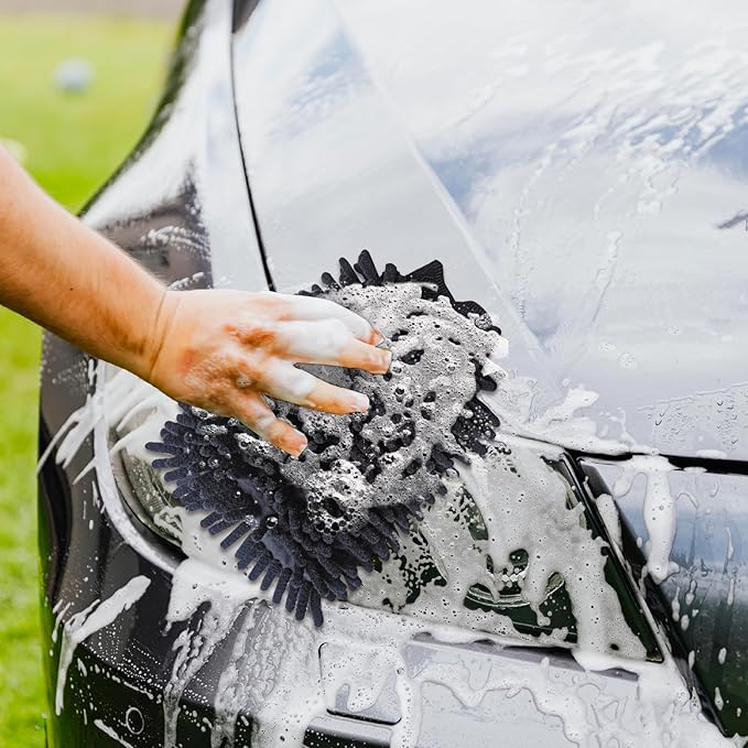 1 Pack 2 Black Car Wash Mitt Microfiber, Deluxe Scratch Free Microfiber Wash Mitt,9 Inches X 5.5 Inches Car Washing Care Cleaning Kit.