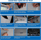 AMKI Upgraded 16W Starlight Headliner Kit Twinkle+Sound Activated 550pcs 0.03in 13.1ft Cable Sound Activated APP/Bluetooth Remote Control Fiber Optic Light for Car Roof Home Ceiling