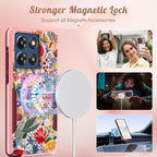 for Moto G Stylus 2025 Case - Compatible with MagSafe Women Cute Girls Magnetic Phone Cover Girly Pretty Floral Flower Heavy Duty Shockproof Design for Motorola Moto G Stylus 5G 2025 Cases
