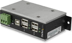 StarTech.com 4-Port USB 2.0 Hub - Metal Industrial USB-A Hub with ESD & 350W Surge Protection - Extended Operating Temp -40 to 185°F - Din Rail/Wall/Desk Mountable - USB Expander Hub, TAA